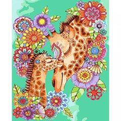 Набор для росписи по номерам Мать жираф и жирафенка Strateg размером 30х40 см (SS-6450)