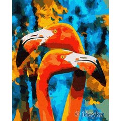 Набор для росписи по номерам. "Оранжевые фламинго" 40х50см