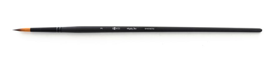 Кисть художественная, синтетика "Santi Highly Pro", длинная ручка, круглая, №3