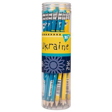 Карандаш чернографитный Yes Ukraine круглый c ластиком