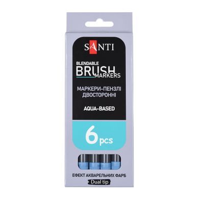 Маркер акварельный SANTI Brush Marker SWB-18 берлинская лазурь двусторонний