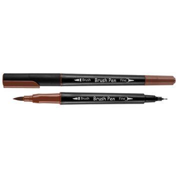 Маркер акварельный SANTI Brush Pen SW-23 темно-коричневый двусторонний