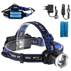 Налобный фонарь Bailong BL-T24-P50 аккумуляторный LED/Zoom 3 режима работы, фонарь на голову для рыбалки