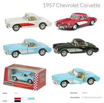 Модель легкова CHEVROLET CORVETTE (1957) 5'' KT5316W метал.інерц.відкр.дв.4кол.кор./96/