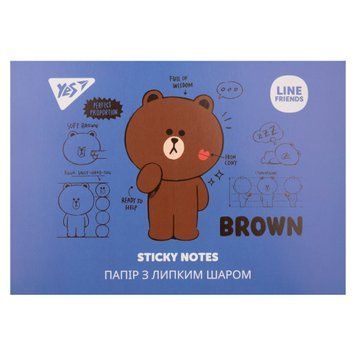 Бумага с липким слоем YES Line Friends в наборе 140 листов (7х20)
