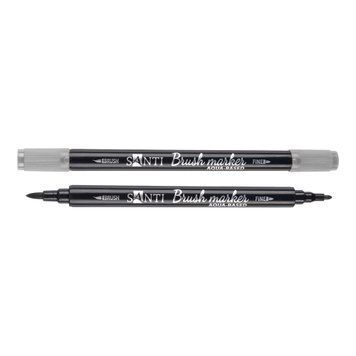 Маркер акварельный SANTI Brush Marker SWB-30 серый двусторонний