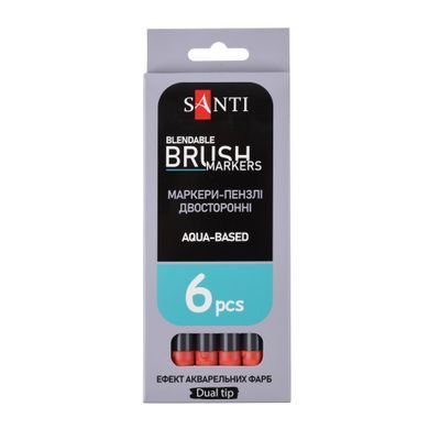 Маркер акварельный SANTI Brush Marker SWB-07 красный двусторонний