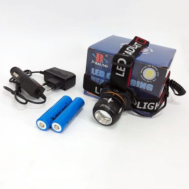 Фонарь налобный светодиодный водонепроницаемый с 2 аккумуляторами Bailong BL-T06B-P90, головной фонарик