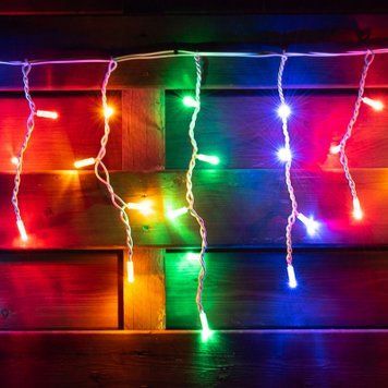 Электрогирлянда Novogod'ko уличная Бахрома, 80 LED, IP65, многоцветная, белый провод, 5,5м