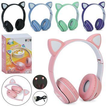 Навушники з вушками Bluetooth, FM, TF-слот (мікс кольорів)