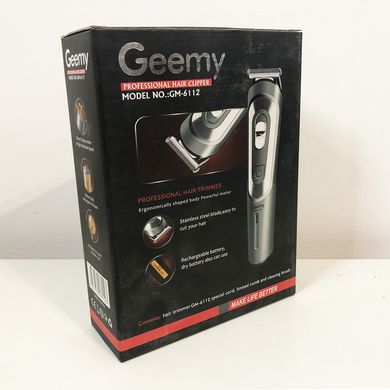 Беспроводная машинка для стрижки волос GEMEI GM-6112 аккумуляторная, окантовочная машинка. Цвет: серый