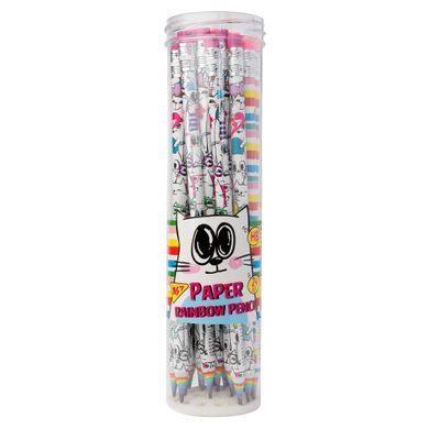Карандаш чернографитный YES Happy colours из бумаги круглый c ластиком