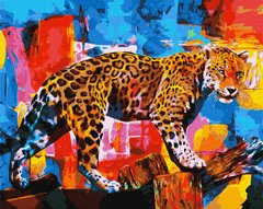 Набор для росписи по номерам. "Яркий леопард" 40x50см