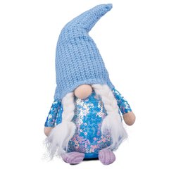 Новогодняя мягкая игрушка Novogod&lsquo;ko Гном Девочка, голубая пайетка, 40см