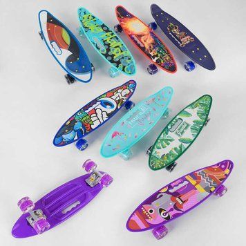 Скейт Пенні борд Best Board, МІКС ВИДІВ, 6 КОЛЬОРІВ, СВІТЛО, дошка = 59см, колеса PU d = 6см /8/