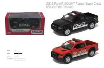Металевий поліцейський та пожежний пікап Ford F-150 SVT Raptor KINSMART KT5365WPR.