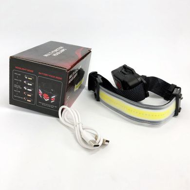 Фонарик налобный мягкий аккумуляторный XQ-T1C USB с красными задними огнями, фонарь на голову для рыбалки