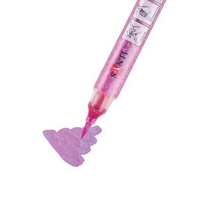 Маркер акварельний SANTI Glitter Brush, пензель, 09, рожевий рай