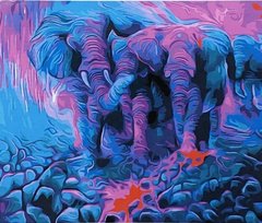 Набор для росписи по номерам Цветные слоны Strateg размером 40х50 см (GS002)