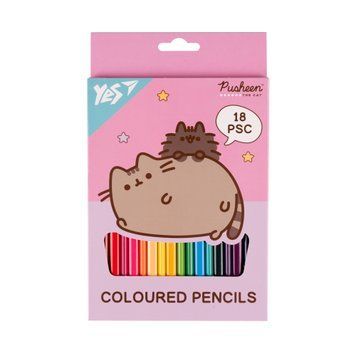 Карандаши цветные Yes 18 цветов Pusheen розовый