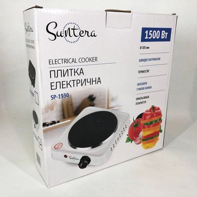 Плита электрическая Suntera SP-1930, электроплита 1 комфорка, электроплита кухонна. Цвет: белый